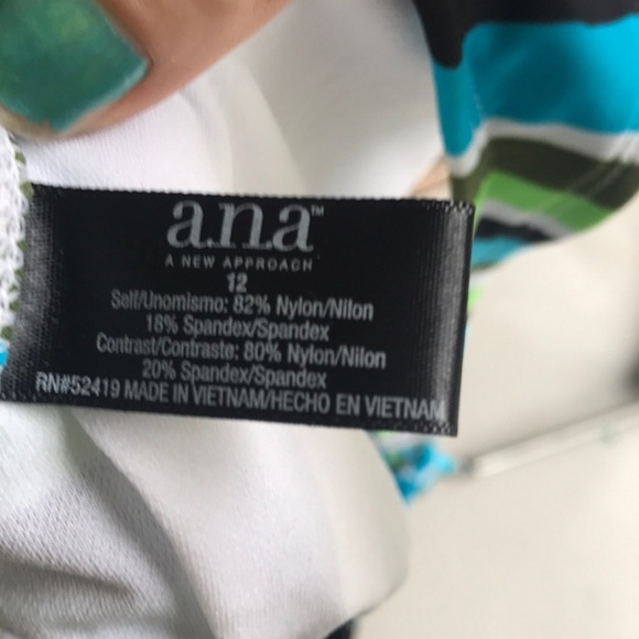 A.N.A. Aqua stripe Bikini top, Sz 12 NWT - Picture 3 of 6